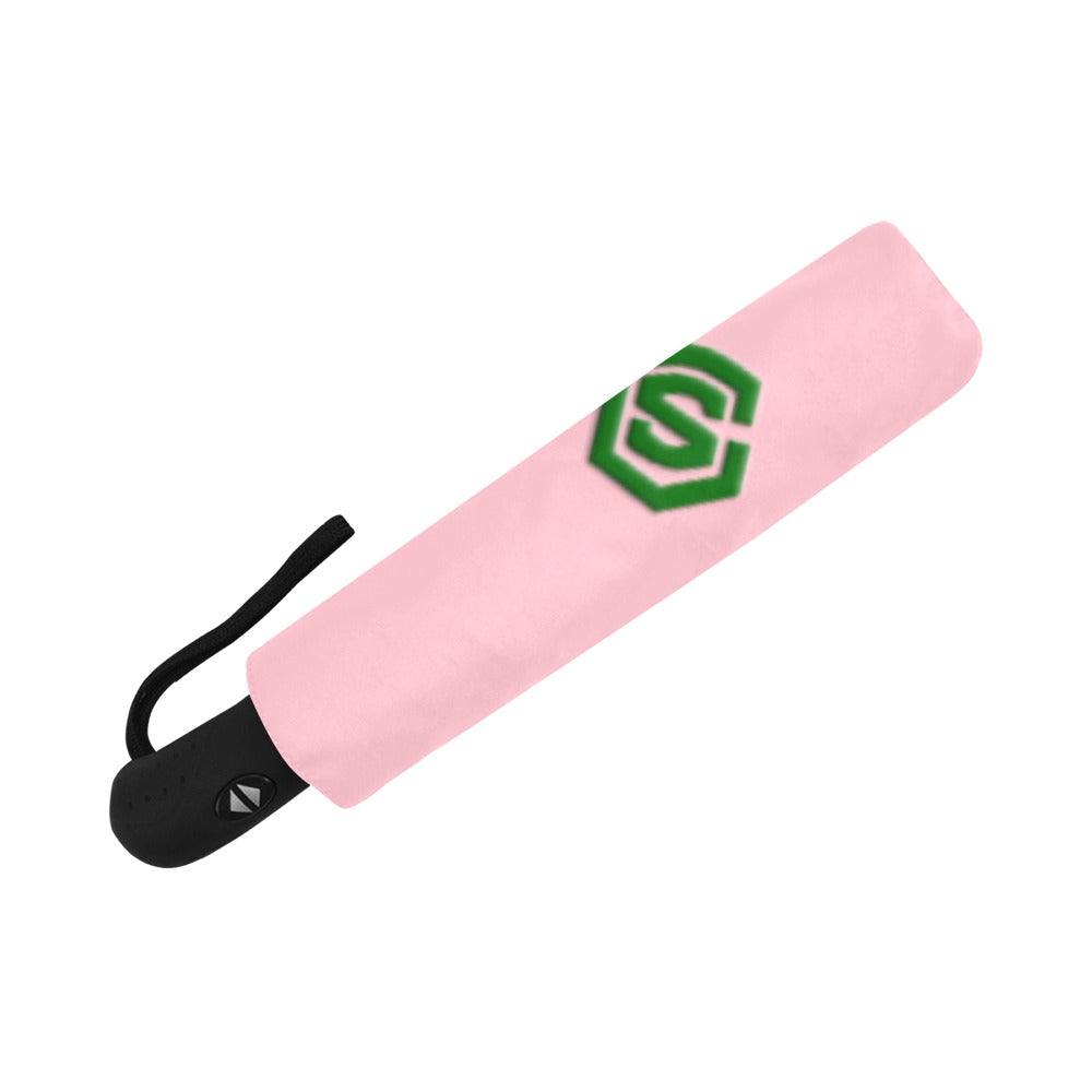 Pink Anti-UV Automatic Umbrella With Green Logo Anti-UV Automatic Umbrella(Outside Printing)(Model U09)