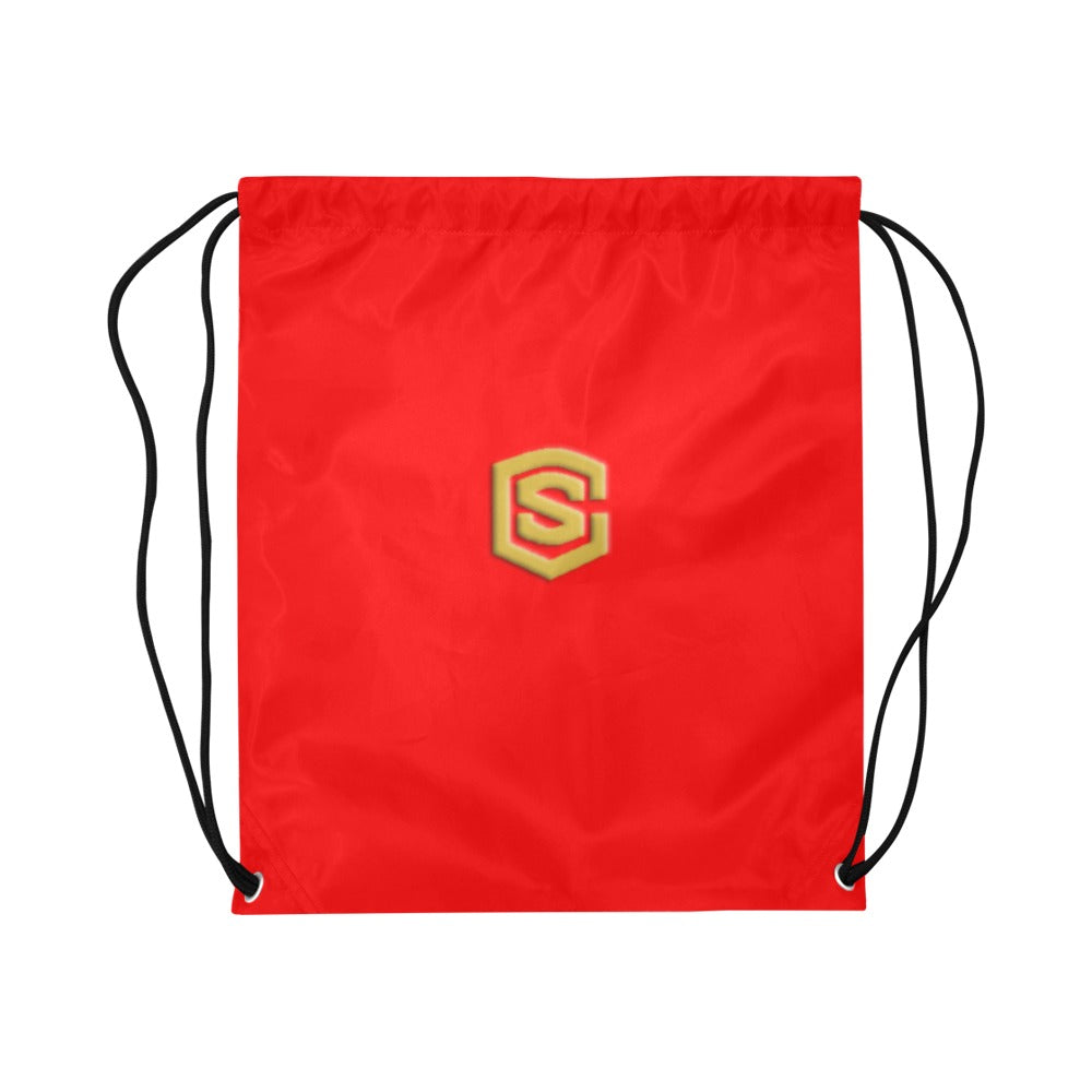 Red Drawstring Bags Large With Gold Logo Drawstring Bags (Model 1604) (Large)