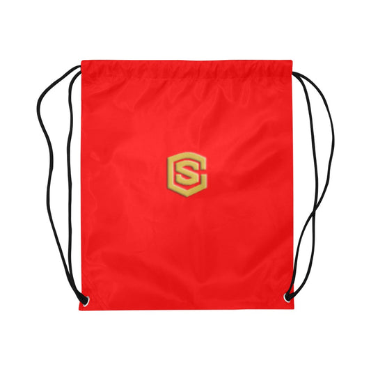 Red Drawstring Bags Large With Gold Logo Drawstring Bags (Model 1604) (Large)
