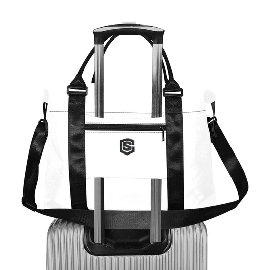 White Large Capacity Duffle Bag With Black Logo Large Capacity Duffle Bag(Model1715)