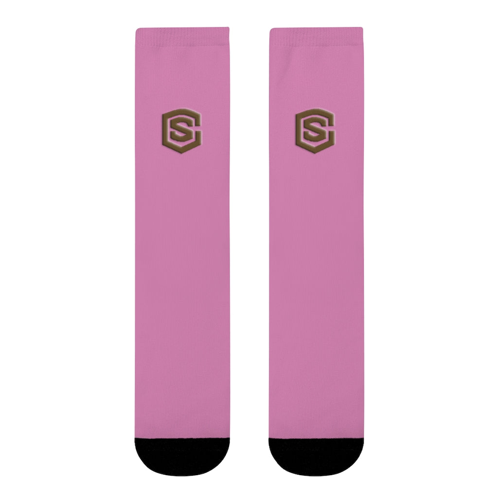 Purple Sublimation Crew Socks (EU) Brown Logo