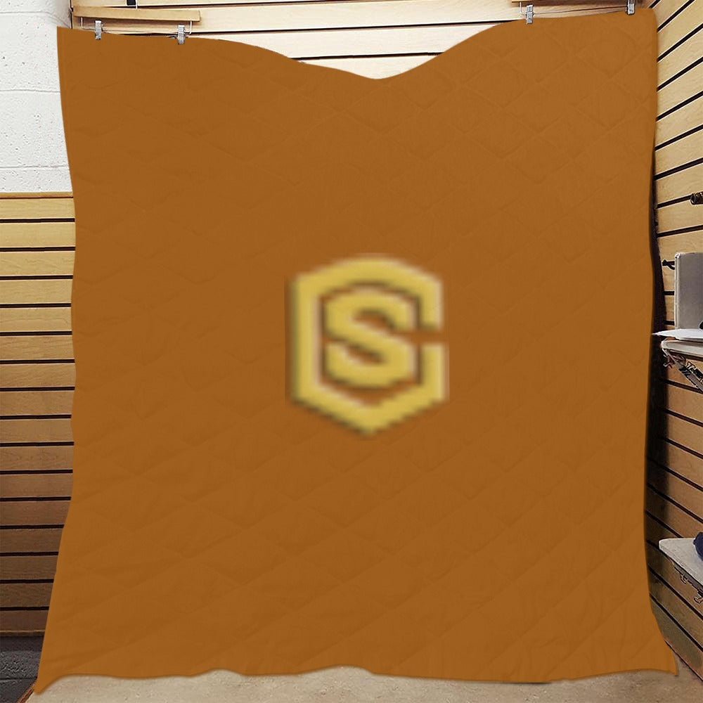 Brown Quilt with Gold Logo Custom Quilt  70" x 80"
