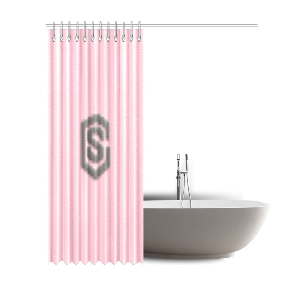Pink Shower Curtain 69"x84" with Gray Logo Shower Curtain 69"x84"