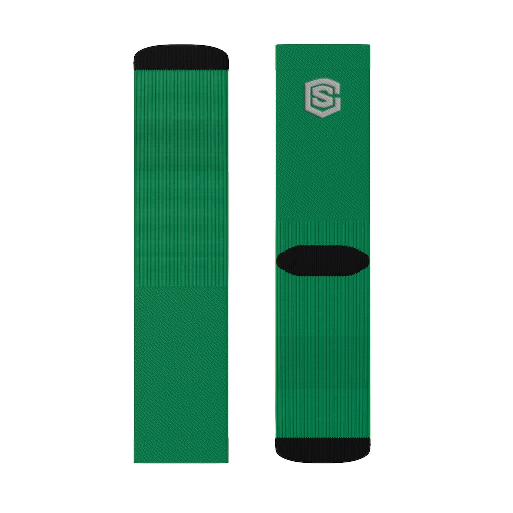 Green Sublimation Socks Silver Logo