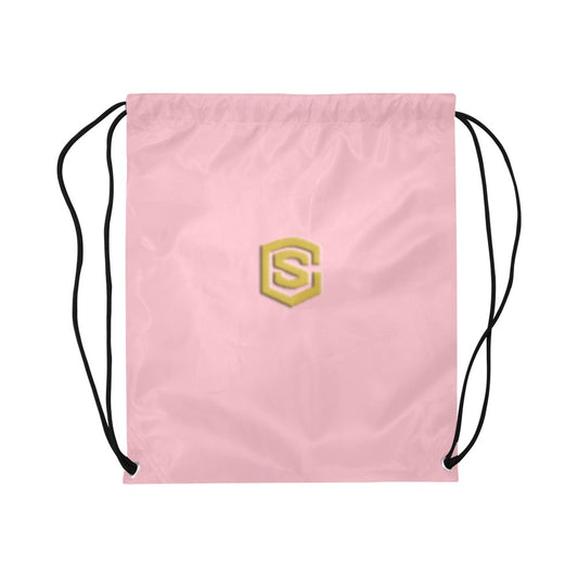 Pink Drawstring Bags Large With Gold Logo Drawstring Bags Large With Gold Logo Drawstring Bags (Model 1604) (Large)