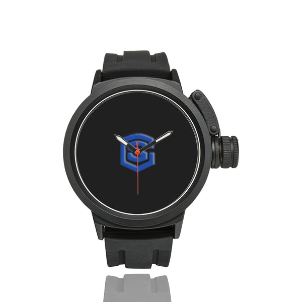 BLACK MEN SPORT WATCH BLUE LOGO Men's Sport Watch (Model 309)