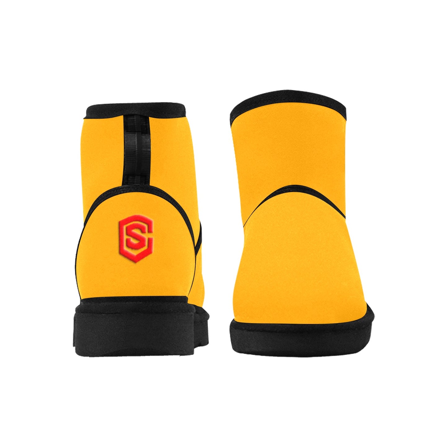 ORANGE Low Top Men's Snow Boots WITH RED LOGO Low Top Men's Snow Boots (Model 049)