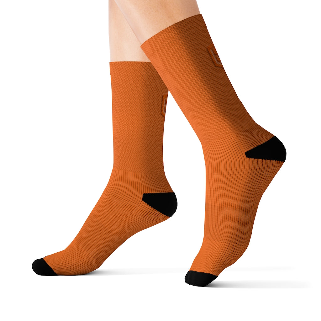 Orange Sublimation Socks Orange Logo