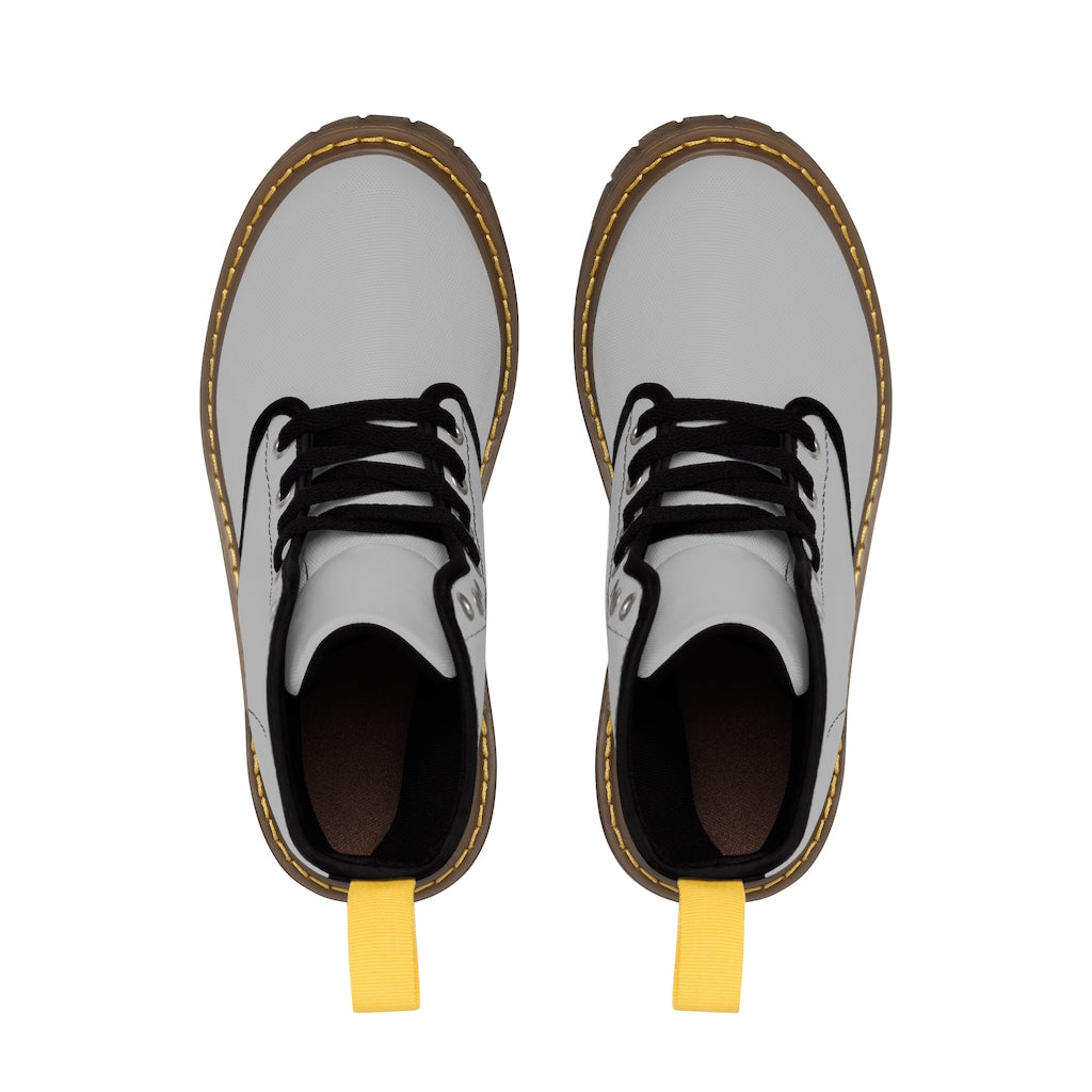 Silver Men's Canvas Boots Orange Logo