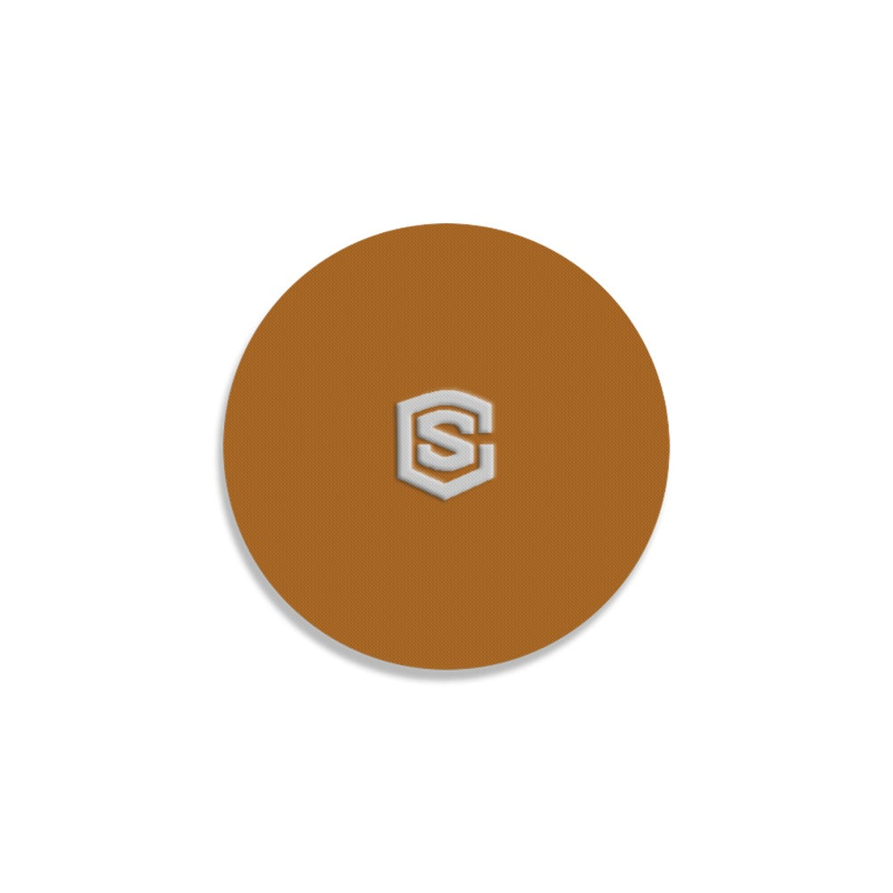 Brown Round Coaster with Silver Logo Round Coaster