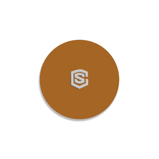 Brown Round Coaster with Silver Logo Round Coaster