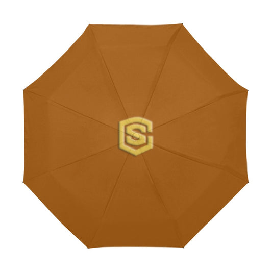 Brown Anti-UV Automatic Umbrella With Gold Logo Anti-UV Automatic Umbrella(Outside Printing)(Model U09)