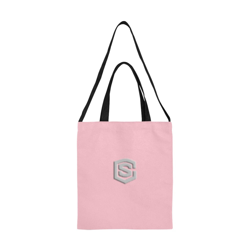 Pink All Over Print Canvas Tote Bag With Silver Logo All Over Print Canvas Tote Bag(Model1698)(Medium)