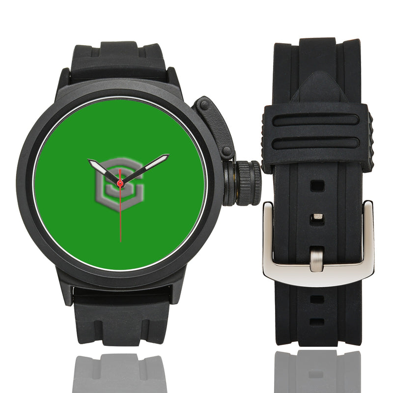 GREEN MEN SPORT WATCH WITH GRAY LOGO Men's Sport Watch (Model 309)