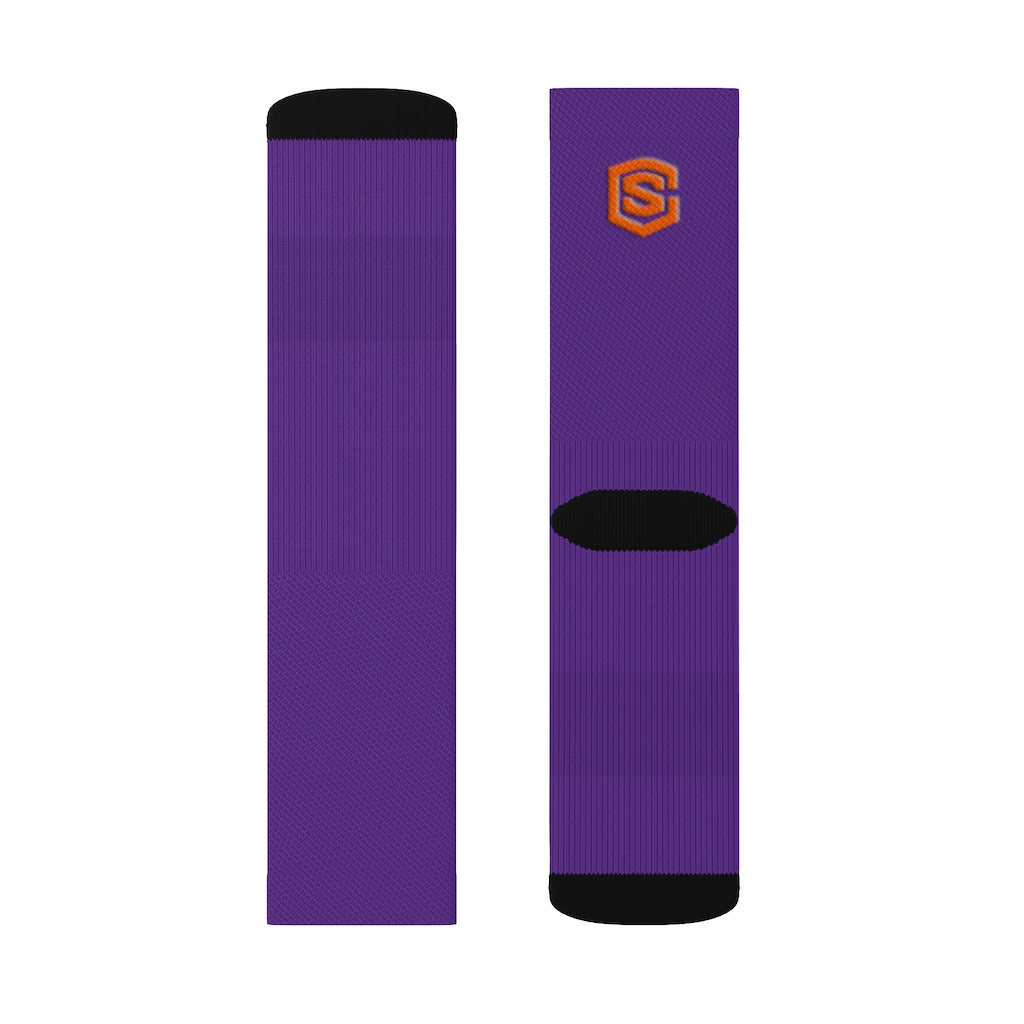 Purple Sublimation Socks Orange Logo