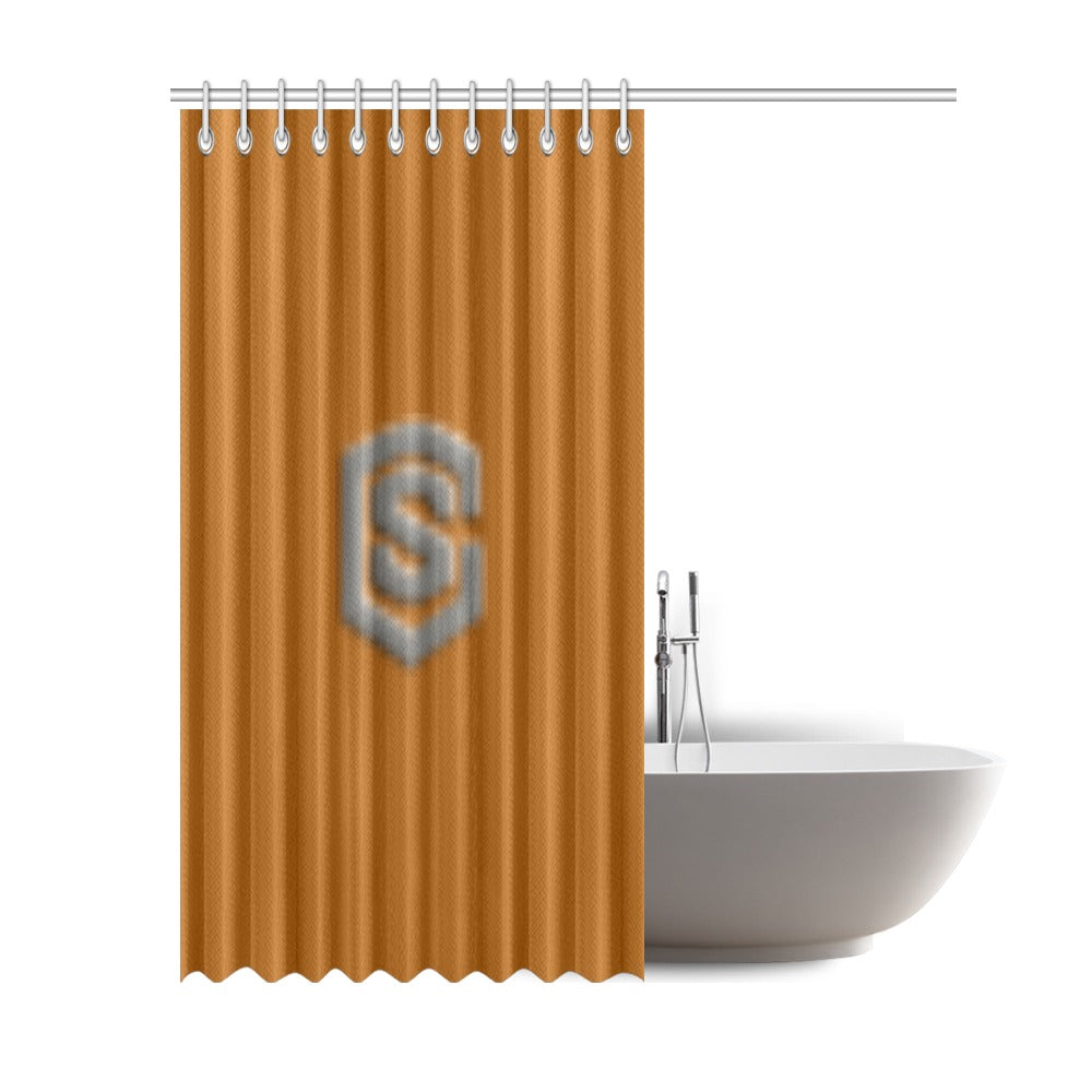 Brown Shower Curtain 69"x84" with Gray Logo Shower Curtain 69"x84"