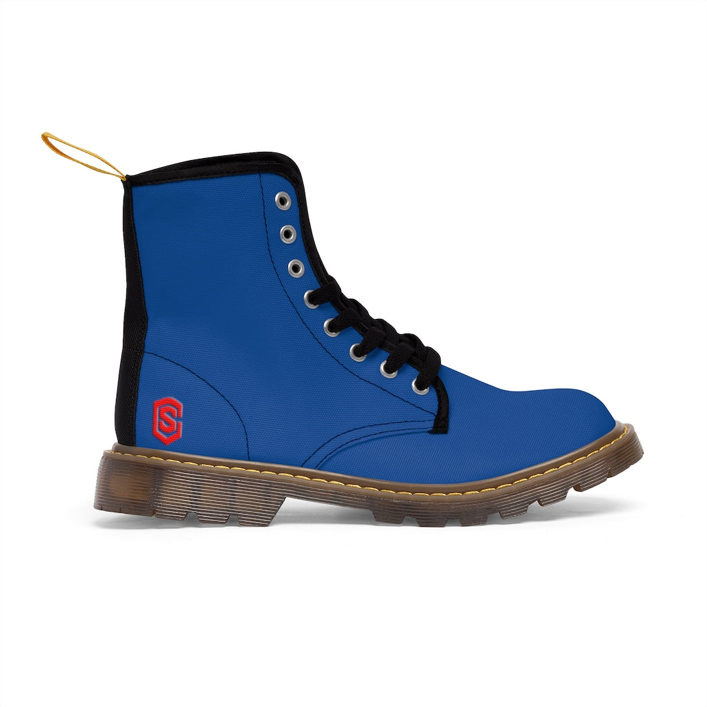 Blue Men's Canvas Boots Red Logo