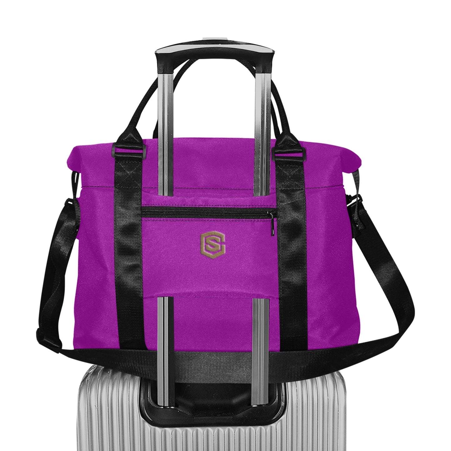 Purple Large Capacity Duffle Bag With Brown Logo Large Capacity Duffle Bag(Model1715)