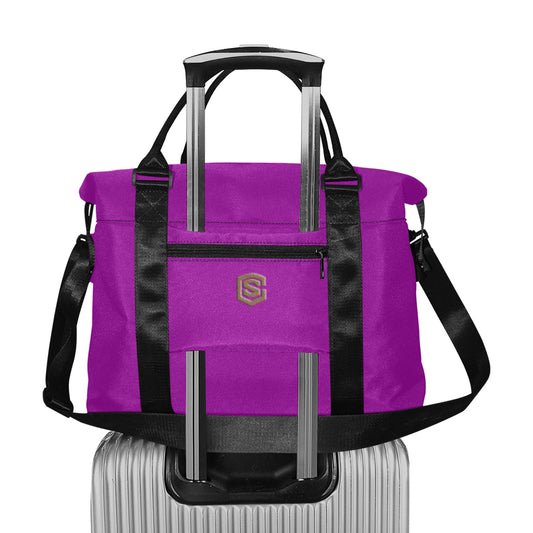 Purple Large Capacity Duffle Bag With Brown Logo Large Capacity Duffle Bag(Model1715)
