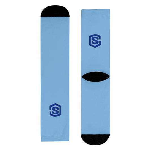 blue Sublimation Crew Socks (EU) Blue Logo
