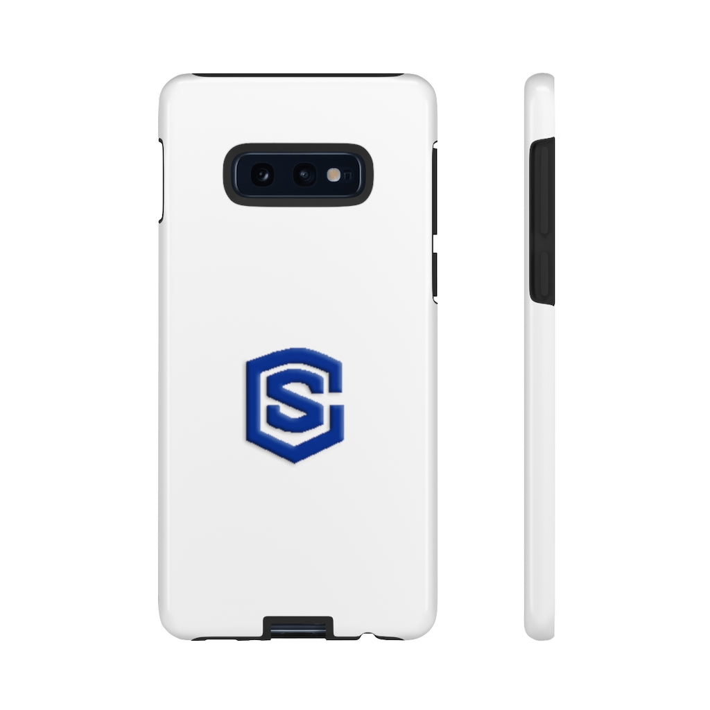 White Tough Cases Blue Logo