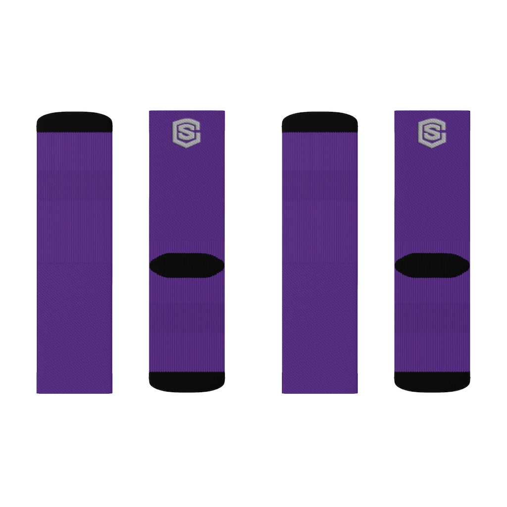 Purple Sublimation Socks Silver Logo