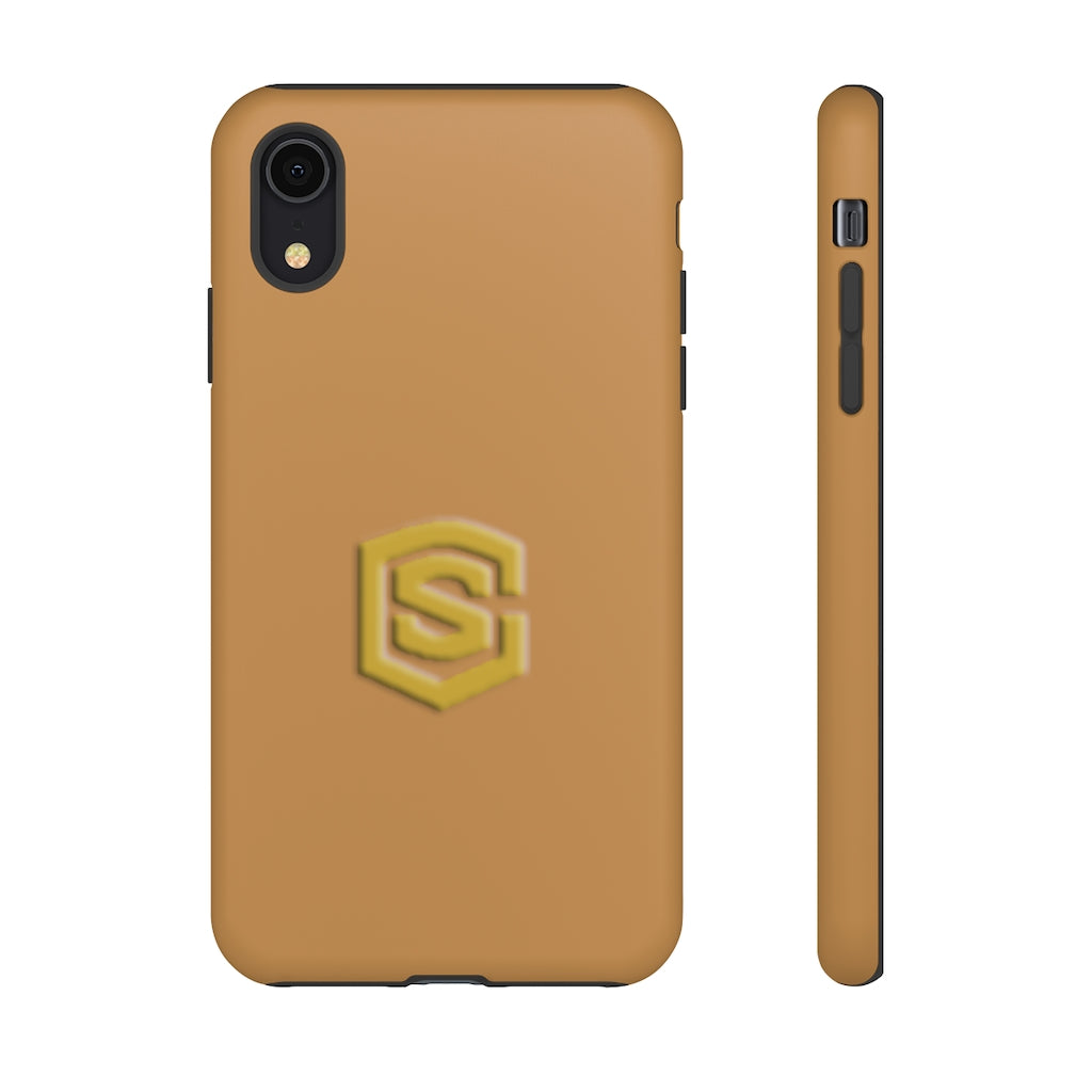 Light Brown Tough Cases Gold Logo