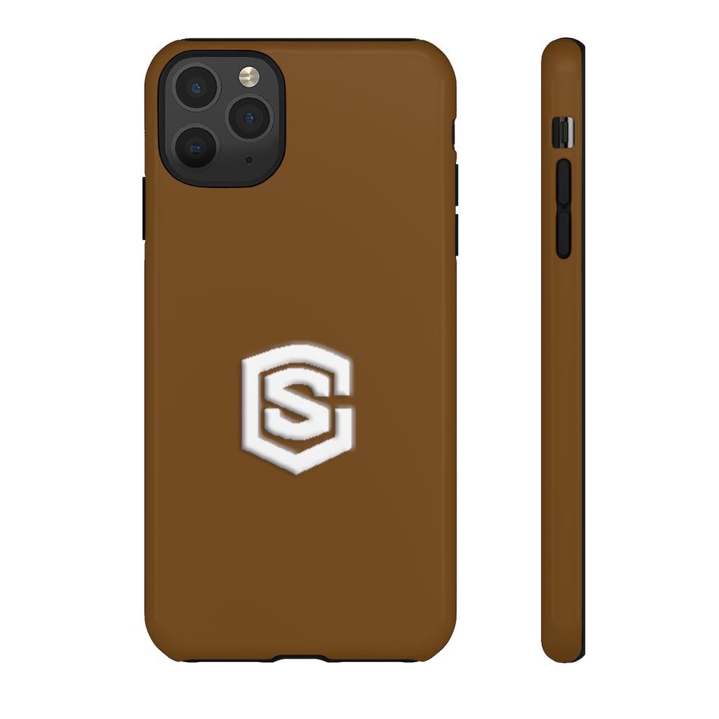 Brown Tough Cases White Logo
