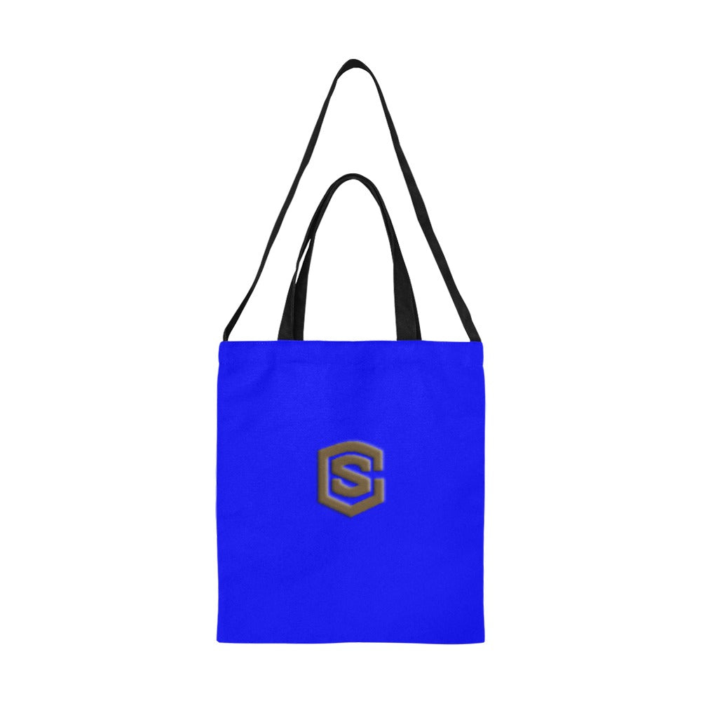 Blue All Over Print Canvas Tote Bag With Brown Logo All Over Print Canvas Tote Bag(Model1698)(Medium)
