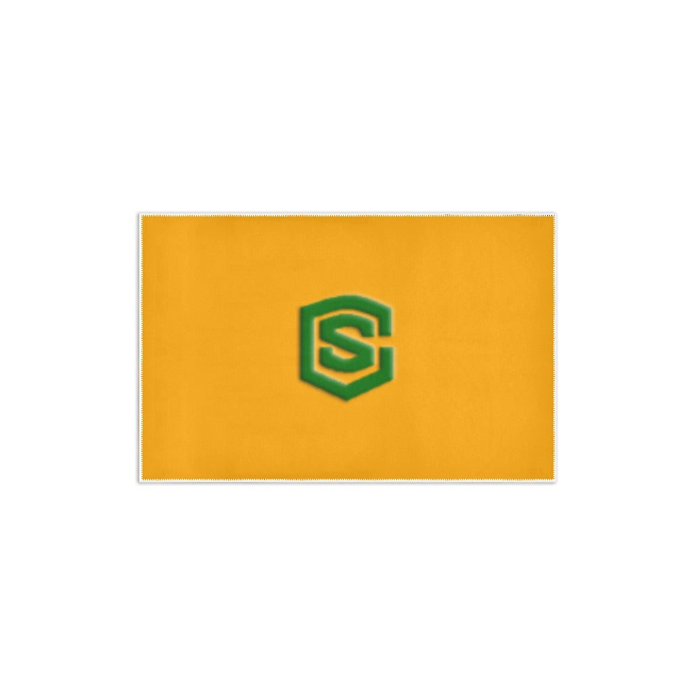 Orange Area Rug 2.6' x 1.7' with Green Logo Area Rug 2.6' x 1.7'