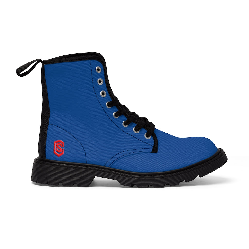 Blue Men's Canvas Boots Red Logo