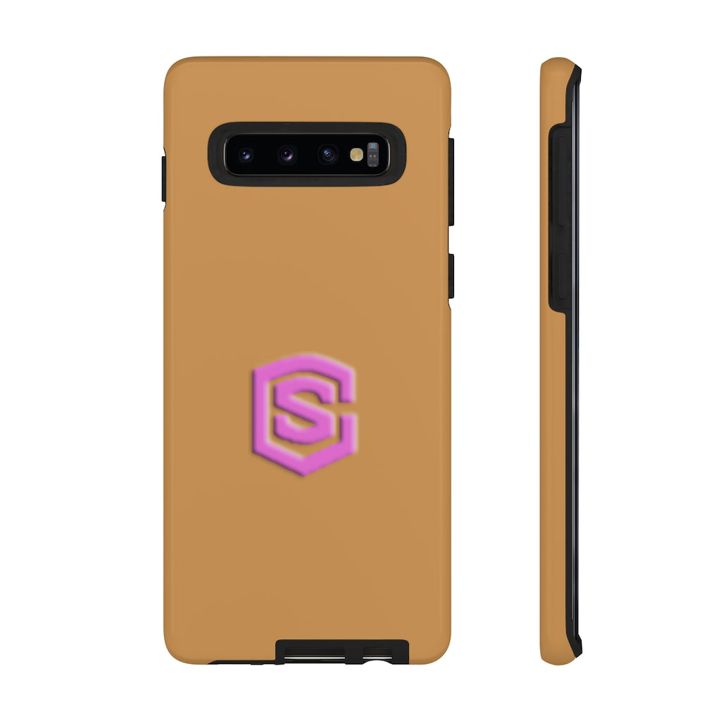 Brown Tough Cases Pink Logo