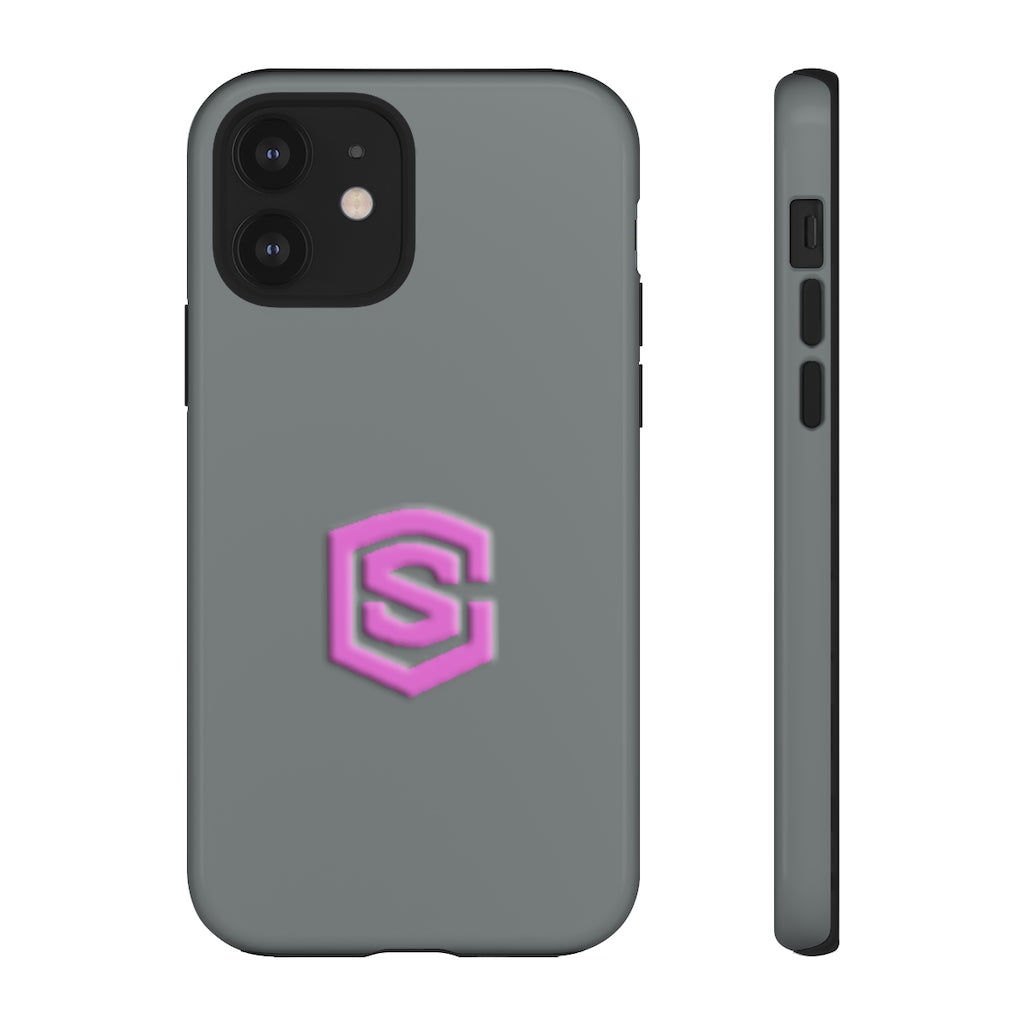 Grey Tough Cases Pink Logo