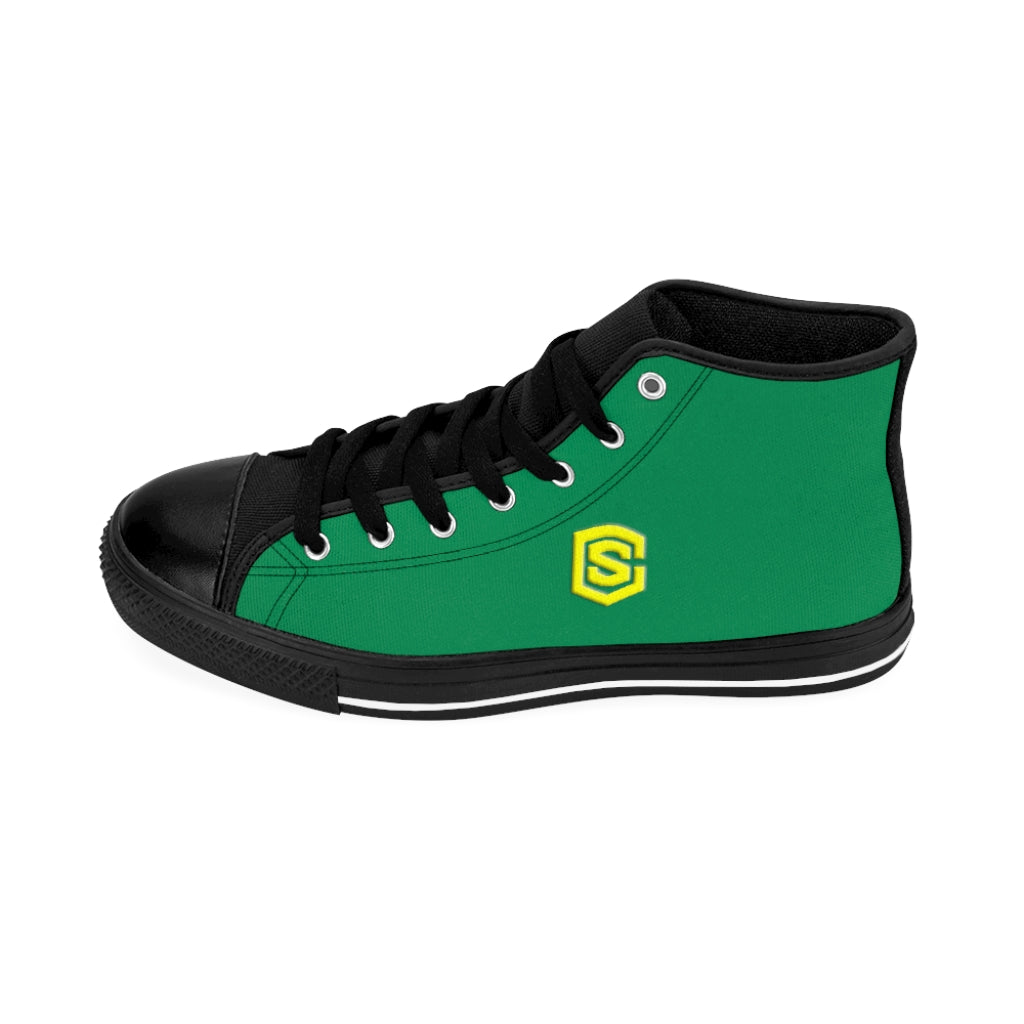 green Men's High-top Sneakers - yellow logo