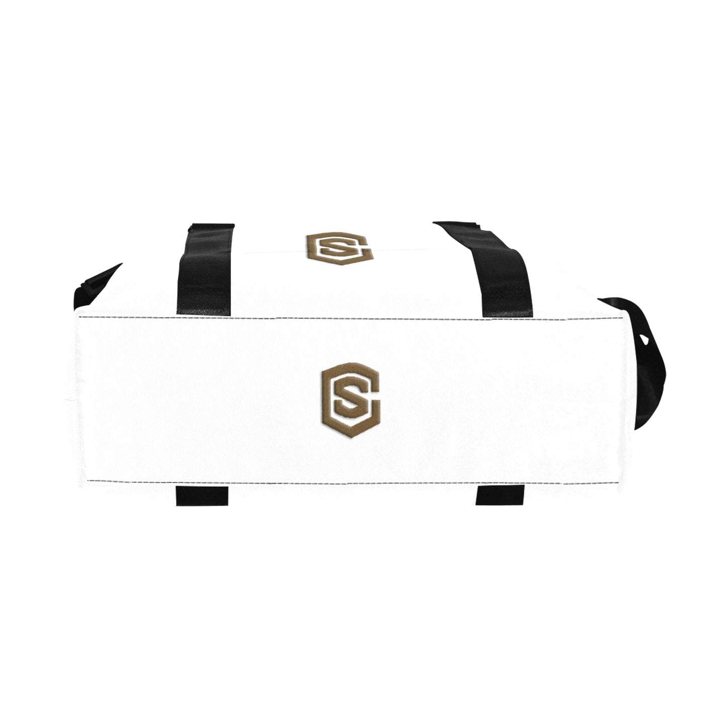 White Large Capacity Duffle Bag With Brown Logo Large Capacity Duffle Bag(Model1715)