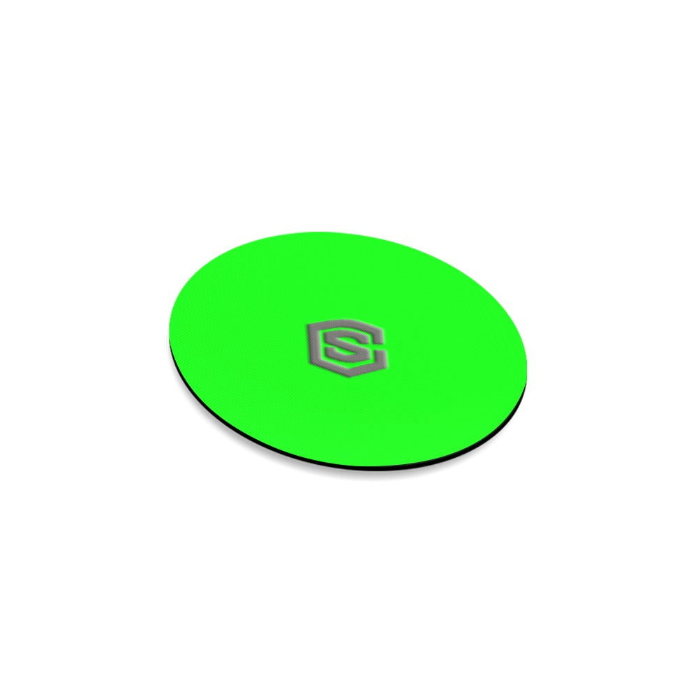 Green Round Coaster with Gray Logo Round Coaster
