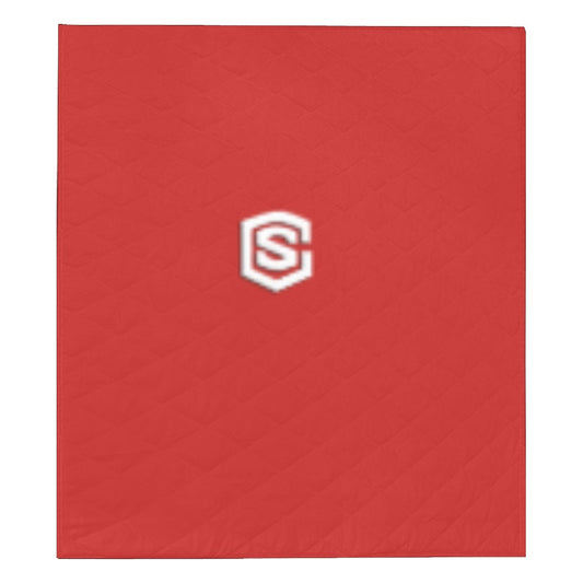RED CUSTOM QUILT  WHITE LOGO Custom Quilt  70" x 80"