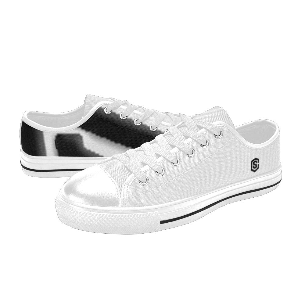 Black Logo Men's Classic Canvas Shoes (Model 018)