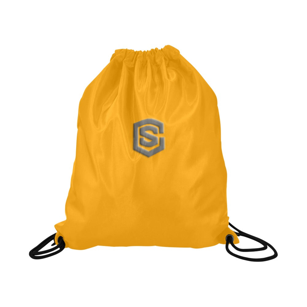 Orange Drawstring Bags Large With Grey Logo Drawstring Bags (Model 1604) (Large)