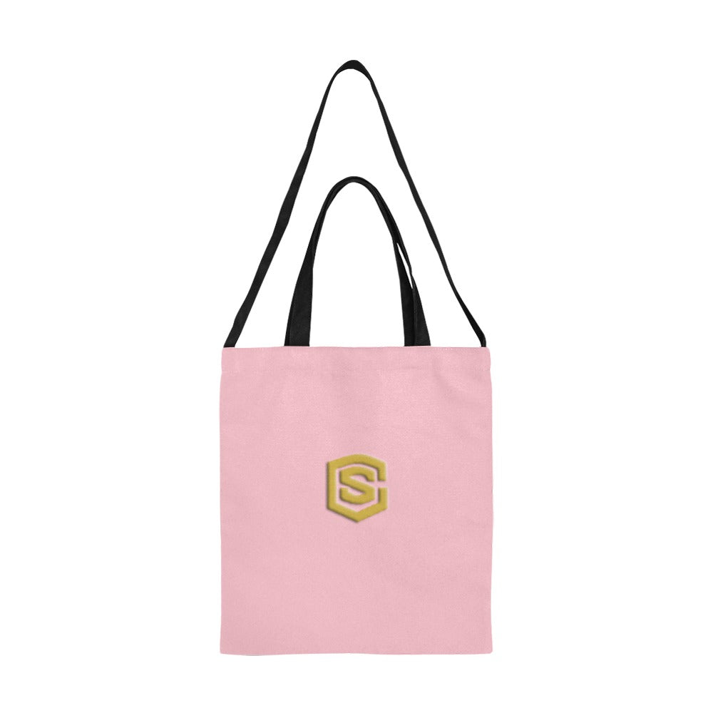 Pink All Over Print Canvas Tote Bag With Gold Logo All Over Print Canvas Tote Bag(Model1698)(Medium)