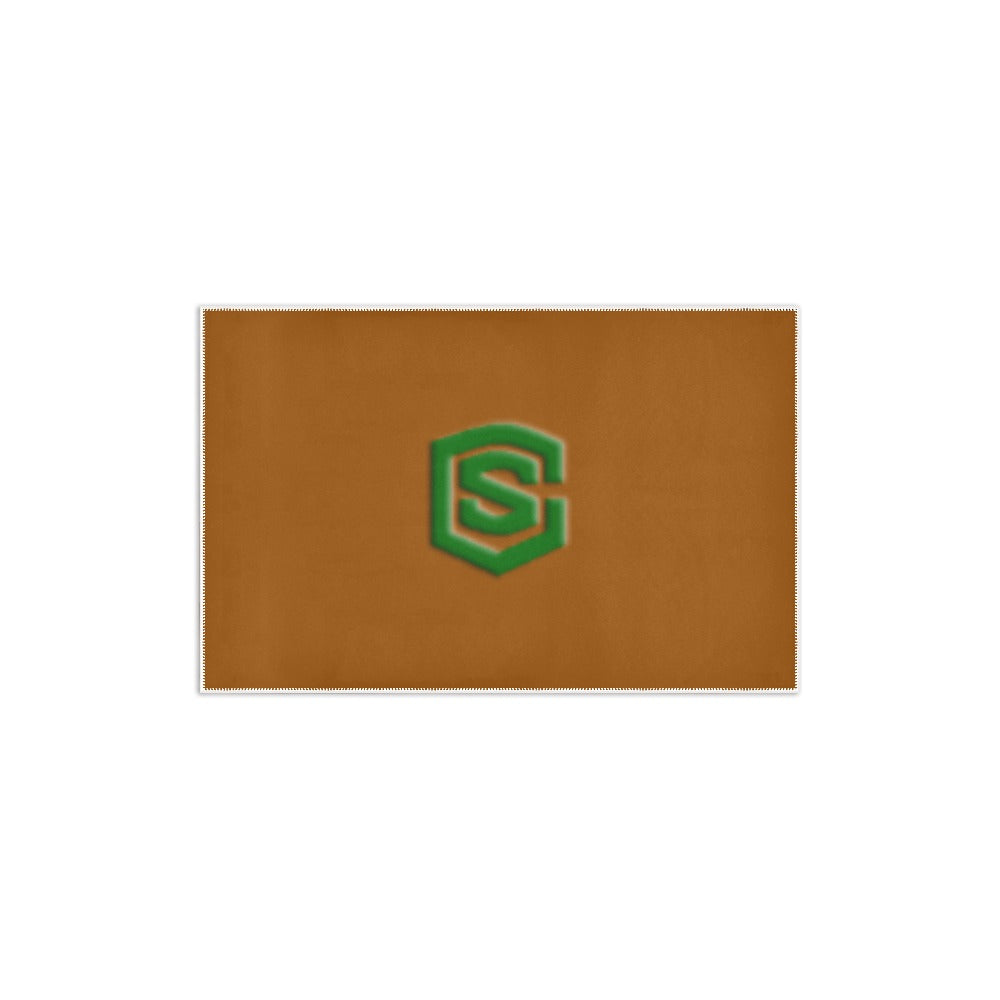 Brown Area Rug 2.6' x 1.7' with Green Logo Area Rug 2.6' x 1.7'