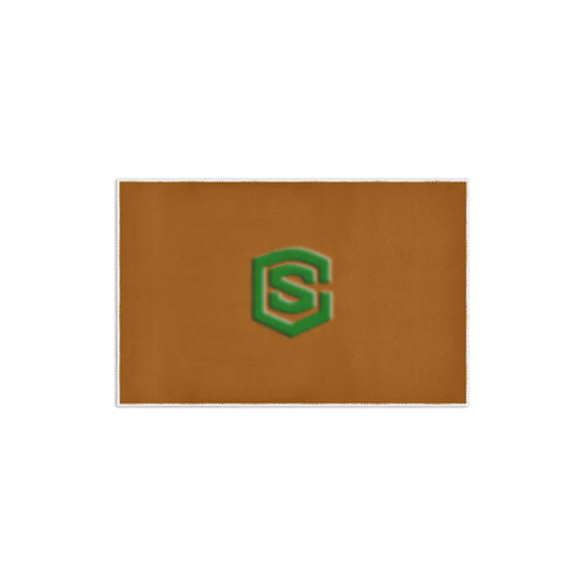 Brown Area Rug 2.6' x 1.7' with Green Logo Area Rug 2.6' x 1.7'
