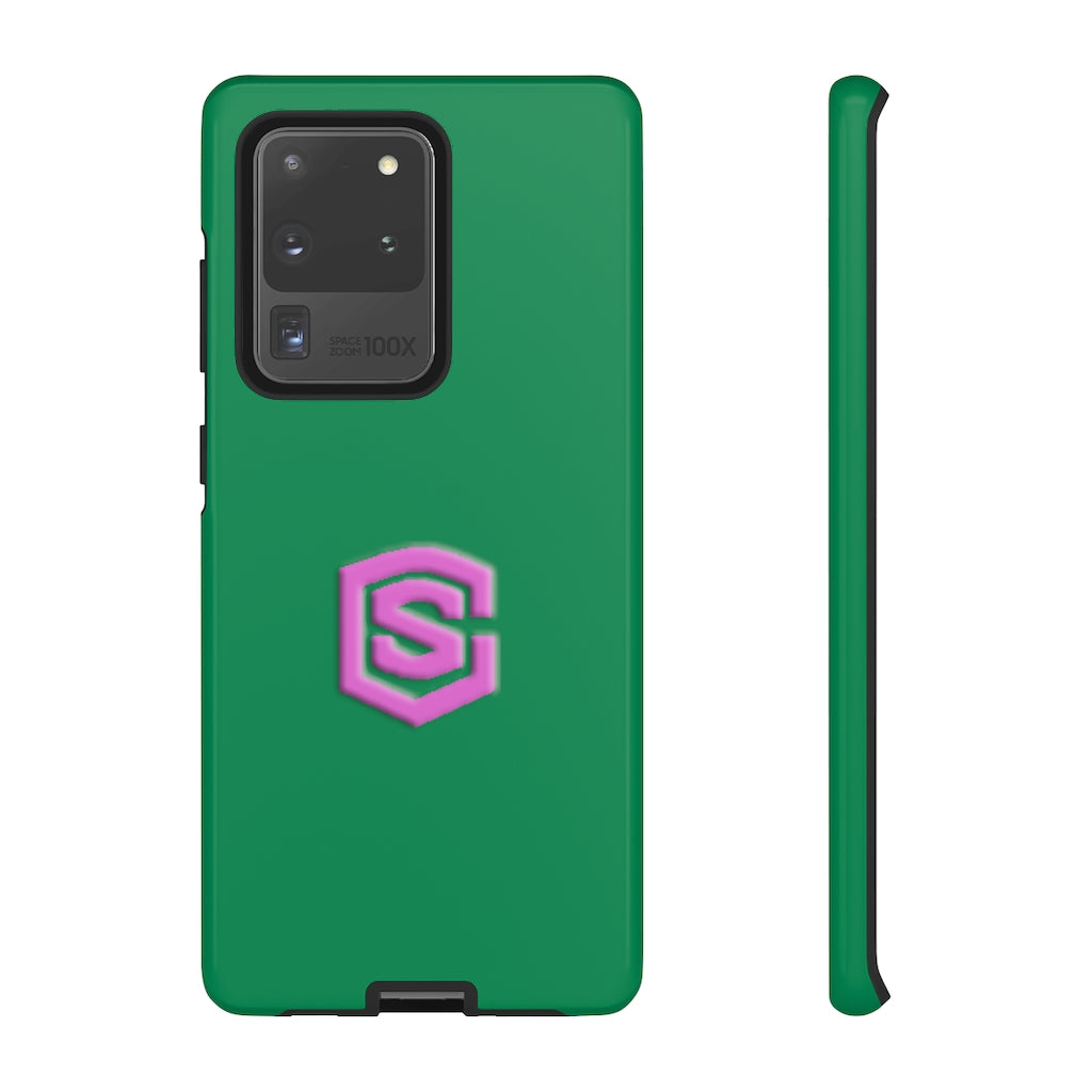 Green Tough Cases Pink Logo