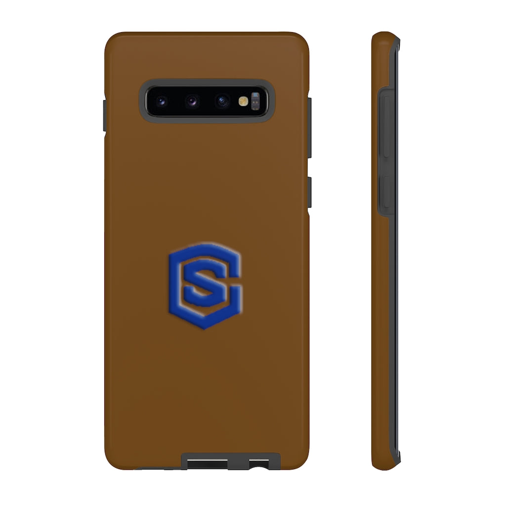 Brown Tough Cases Blue Logo