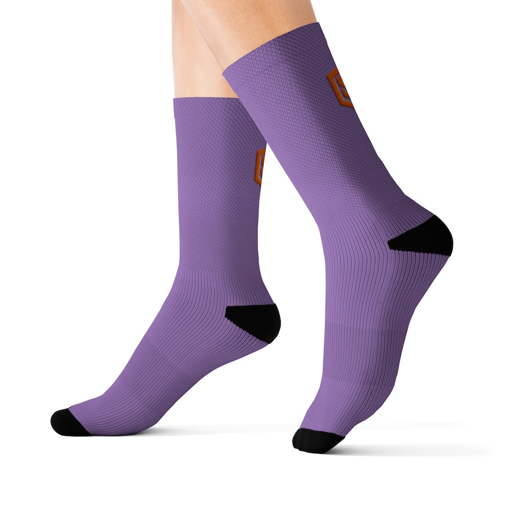 Light Purple Sublimation Socks Orange Logo