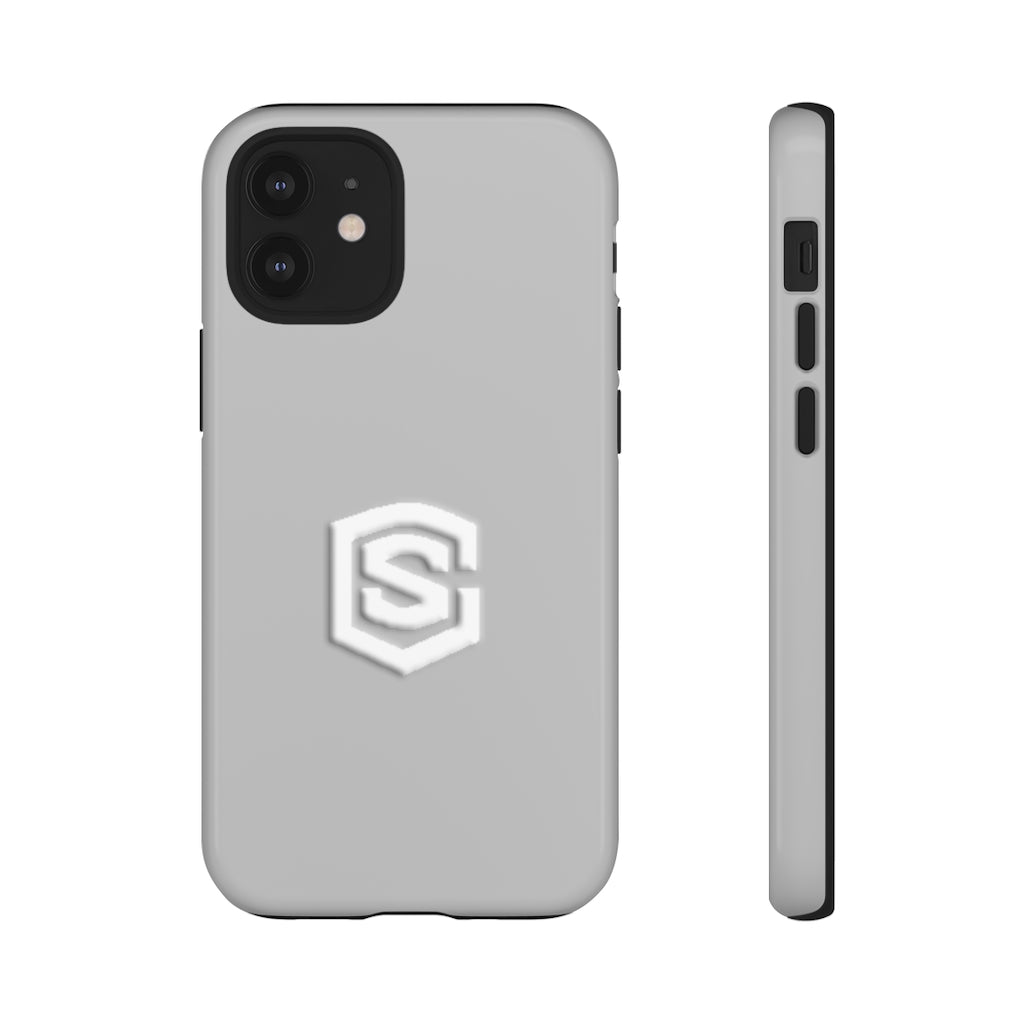 Grey Tough Cases White Logo