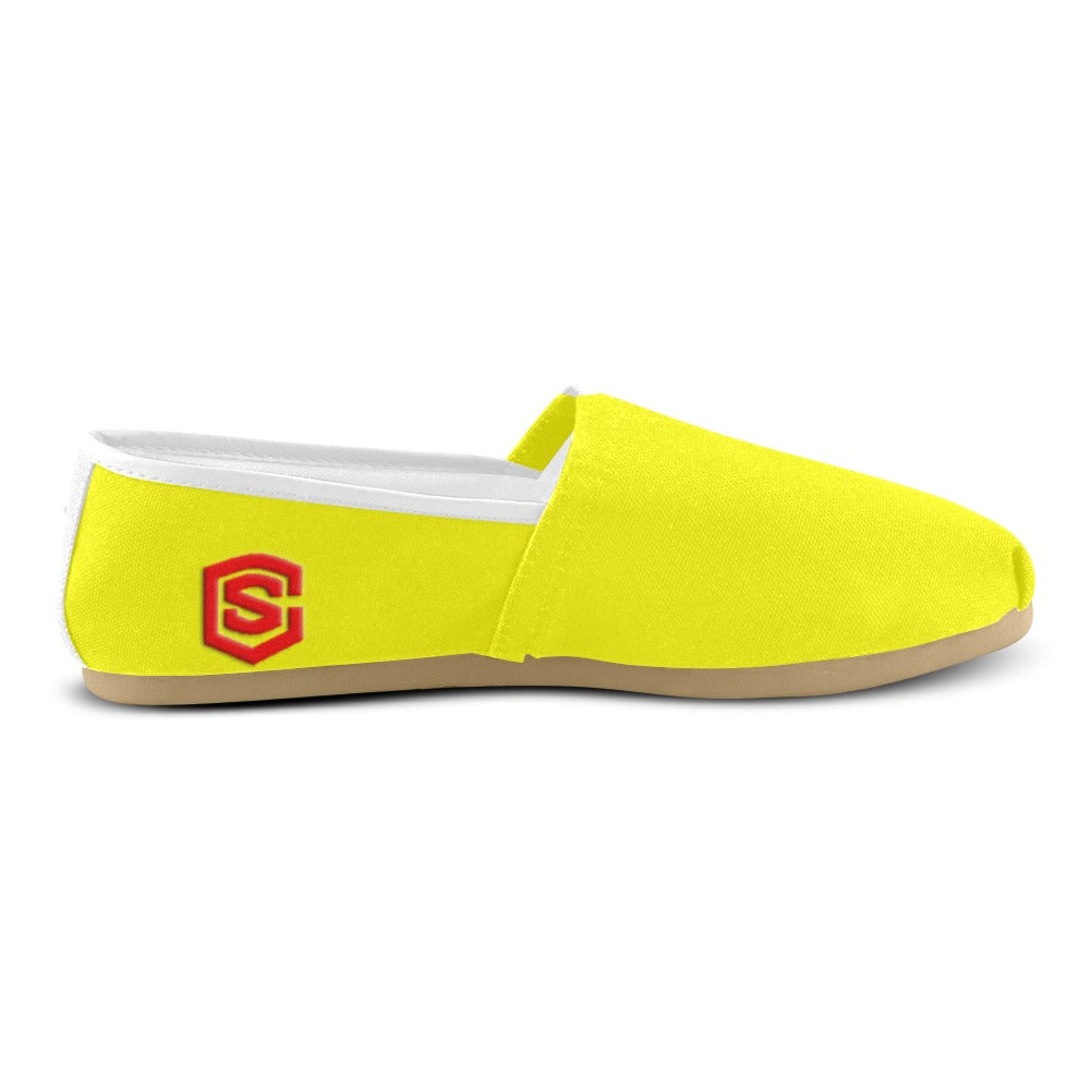 YELLOW casual shoes for women WITH RED LOGO Casual Canvas Women's Shoes (Model 004) (Designs are mirrored)