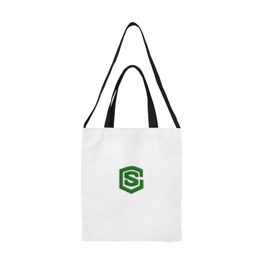 White All Over Print Canvas Tote Bag With Green Logo All Over Print Canvas Tote Bag(Model1698)(Medium)
