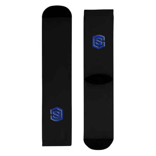 Black Sublimation Crew Socks (EU) Blue Logo