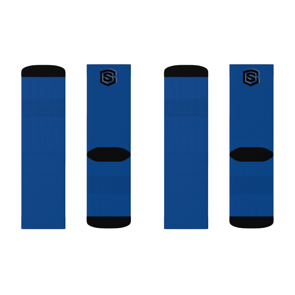 Blue Sublimation Socks Black Logo